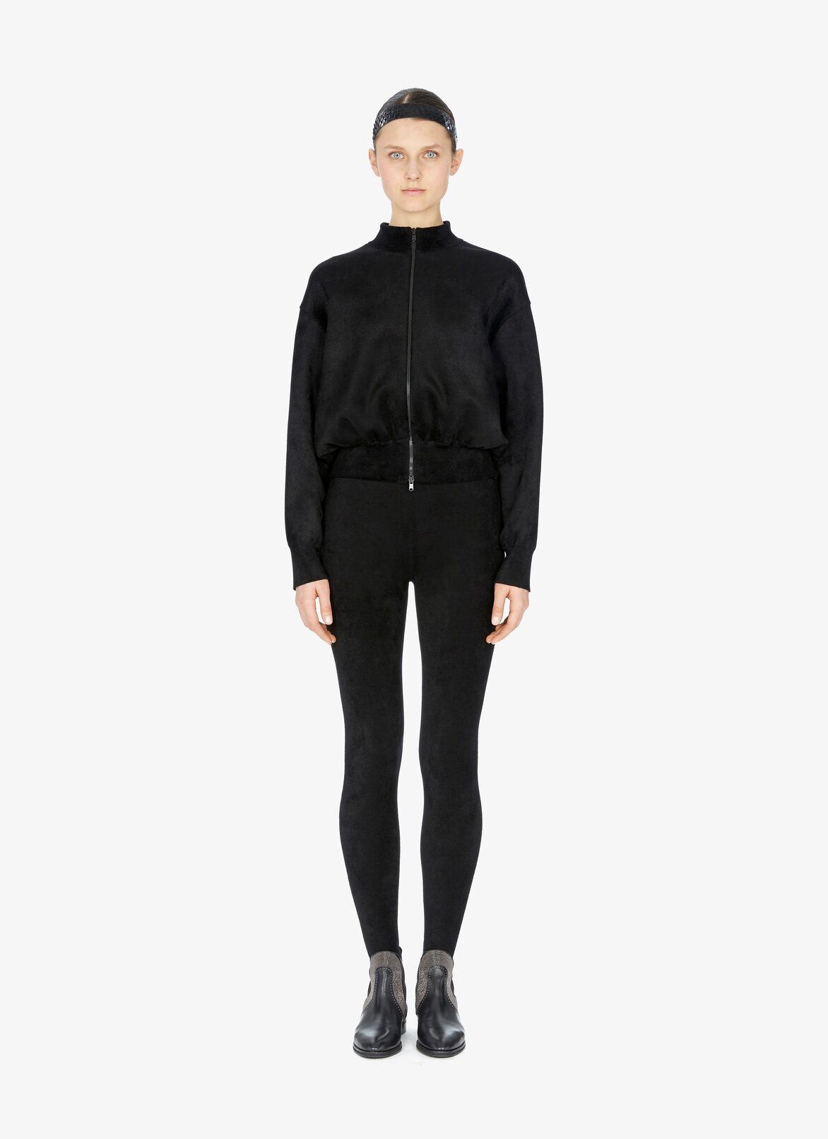 Cropped Zip-Front Sweater ALAÏA BLACK CROPPED ZIP-FRONT SWEATER